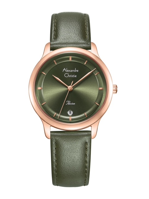 

Alexandre Christie Women Green Dial & Green Leather Straps Analogue Watch 2972BDLRGGN