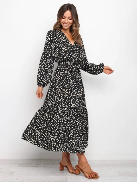 

BoStreet Black & White Layered Maxi Dress