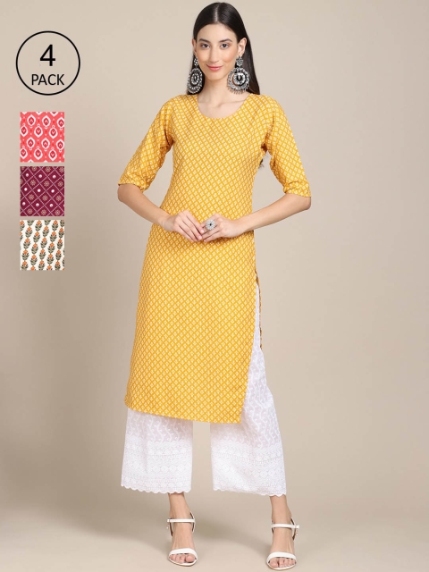 

Ethnic basket Women Multicoloured 4 Geometric Printed Crepe Kurta, Multi