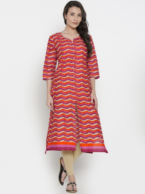 

Shree Women Pink & Beige Printed Straight Kurta