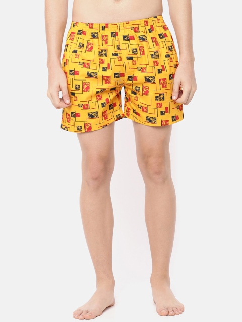 

Cross Court Men Yellow Printed Pure Cotton Boxers