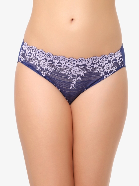 

Wacoal Women Blue Self Design Lace Bikini Briefs 64391-477