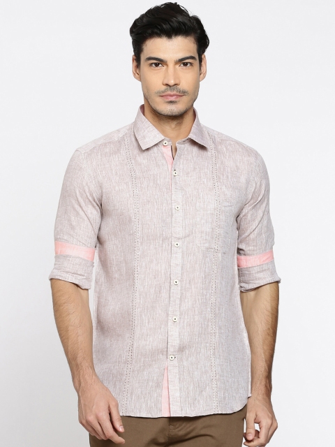 

Louis Park Men Brown Tailored Fit Solid Linen Smart Casual Shirt