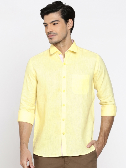 

Louis Park Men Yellow Tailored Fit Solid Linen Casual Shirt