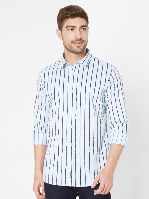 

SPYKAR Men Blue Slim Fit Striped Casual Cotton Shirt