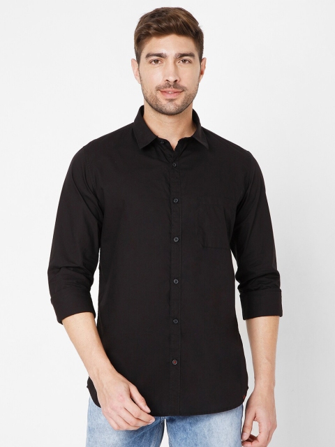 

SPYKAR Men Black Slim Fit Cotton Casual Shirt