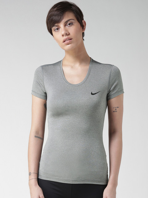 

Nike Women Grey Melange AS NP SS Training T-shirt
