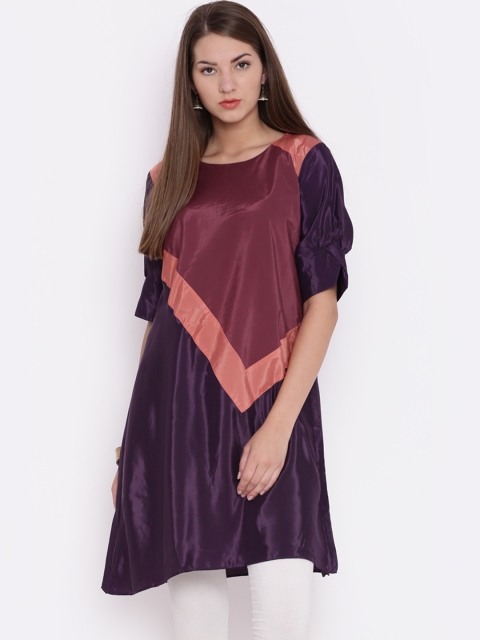 

Jashn Women Purple & Pink Colourblocked A-Line Kurta