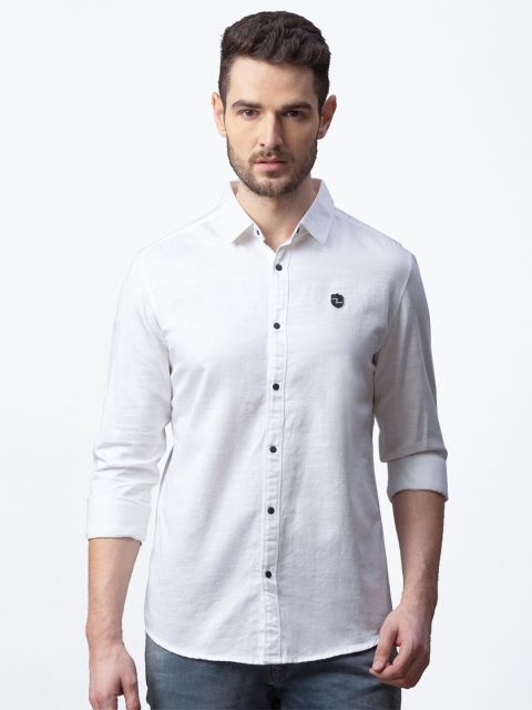 

SPYKAR Men White Slim Fit Casual Cotton Shirt