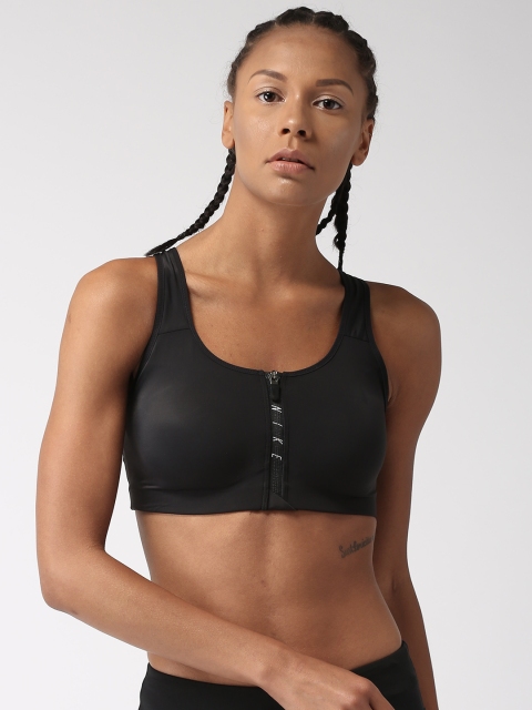 

Nike Black Solid Non-Wired Lightly Padded Zip Sports Bra 858430-010