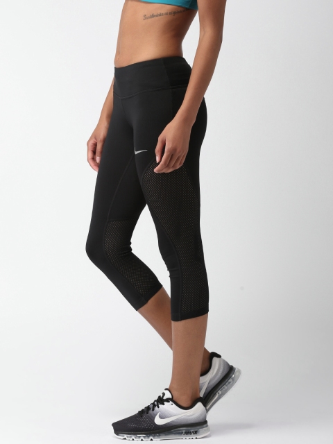 

Nike Black AS W NK PWR CROP RACER COOL Tight Fit Capris