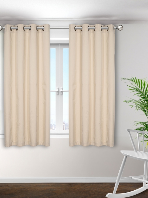 

S9home by Seasons Beige Set of 2 Room Darkening Window Curtains