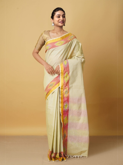 

Unnati Silks Orange & Pink Zari Pure Cotton Chettinad Saree