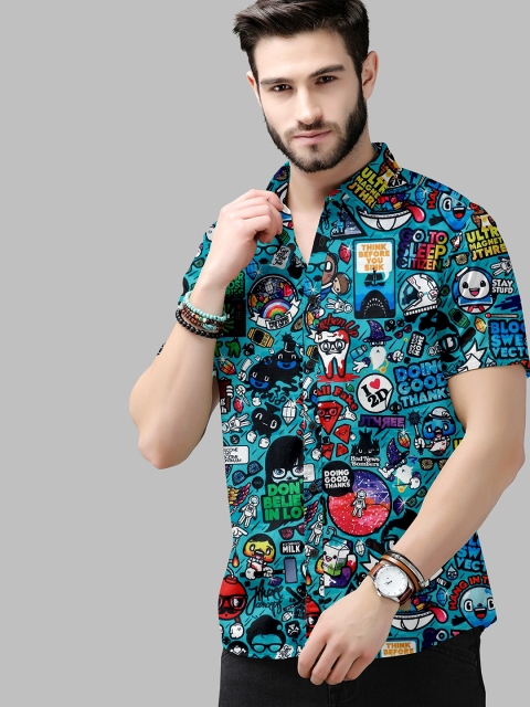 

Fashion FRICKS Men Blue Standard Printed Casual Shirt