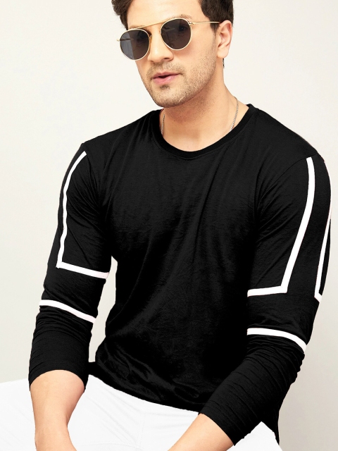 

GESPO Men Black Round Neck T-shirt