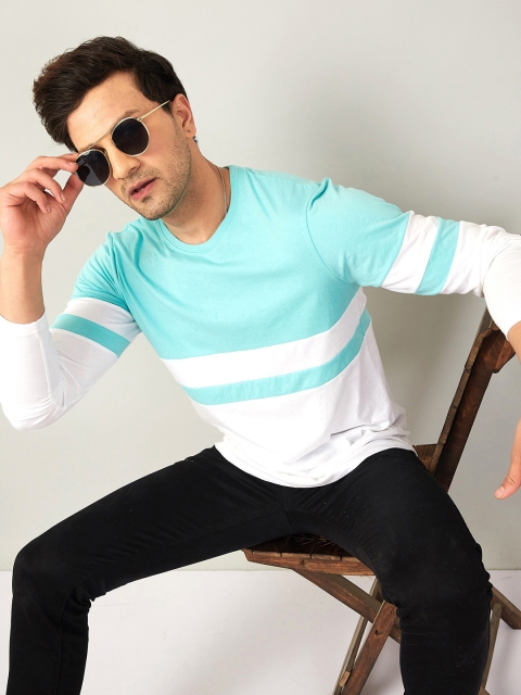

GESPO Men White & Blue Colourblocked T-shirt