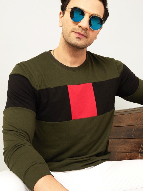 

GESPO Men Green & Black Colourblocked T-shirt