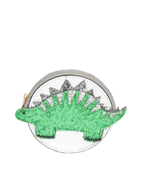 

Accessorize Silver-Toned & Green Shimmer Applique Purse