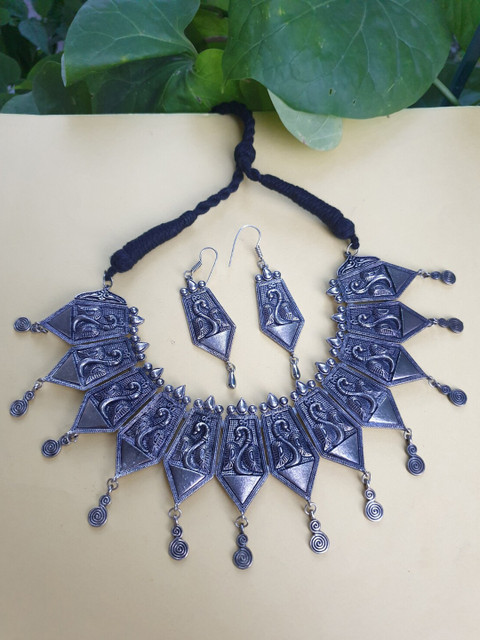 

FIROZA Oxidised Silver-Plated Jewellery Set