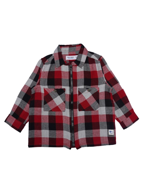

ZERO THREE Boys Red And Black Buffalo Checks Custom Fit Cotton Casual Shirt