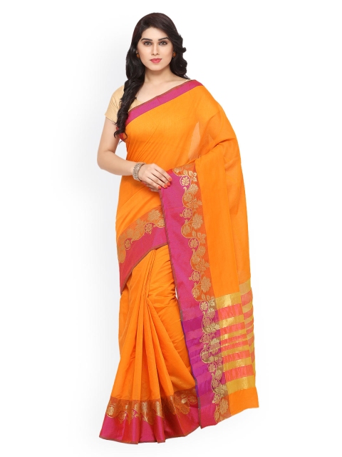 

Kvsfab Yellow Woven Design Cotton Blend Saree