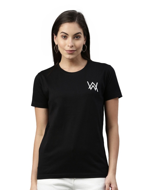 

macmerise Women Black Typography Bio Finish T-shirt