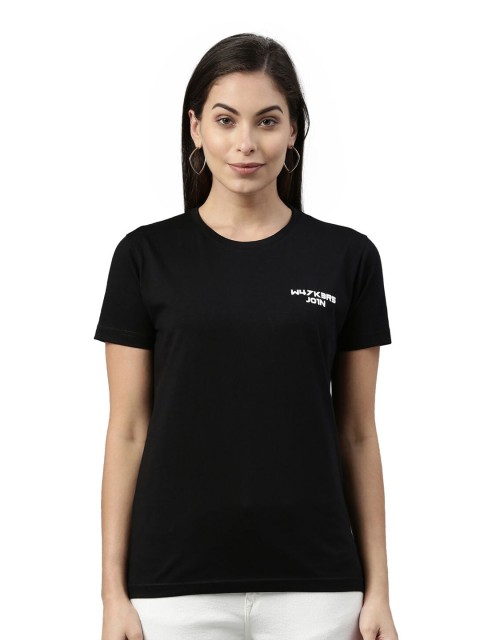 

macmerise Women Black Printed Bio Finish T-shirt