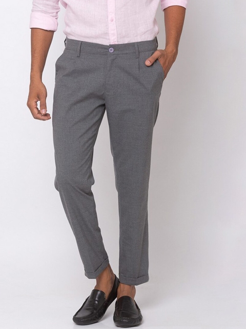 

SPYKAR Men Grey Slim Fit Trousers