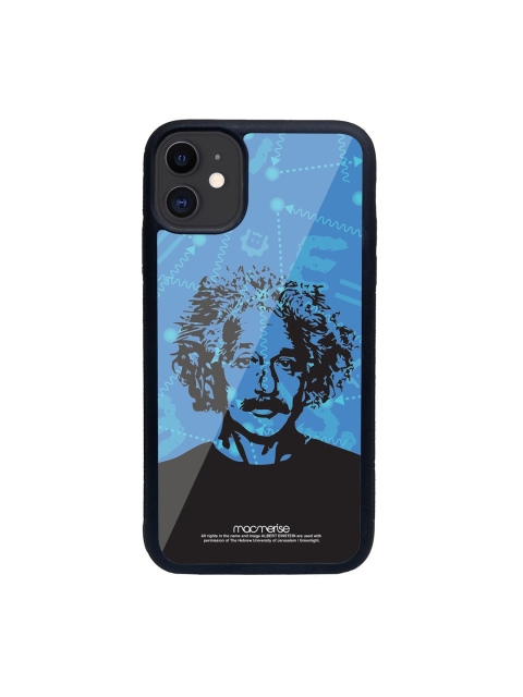 

macmerise Blue & Black Printed Wise Albert Einstein iPhone 11 Glass Phone Back Case