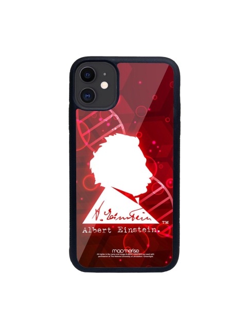 

macmerise Black & Red Printed Genius Albert Einstein iPhone 11 Glass Back Case