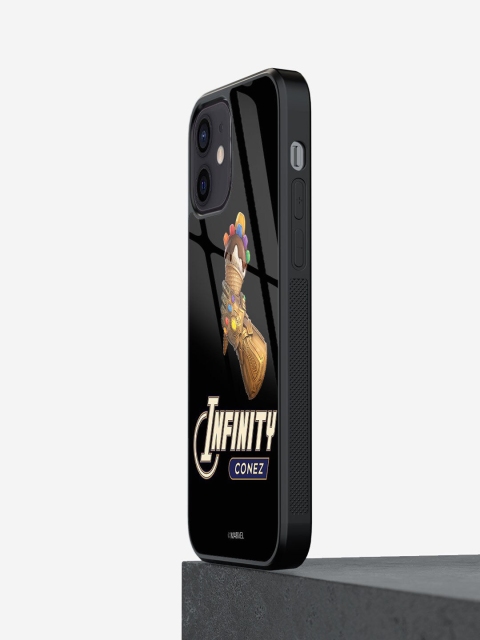 

macmerise Black Printed Infinity Conez iPhone 12 Glass Phone Back Case