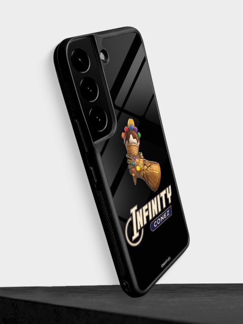 

macmerise Black Infinity Conez Printed Samsung S22 Glass Back Case