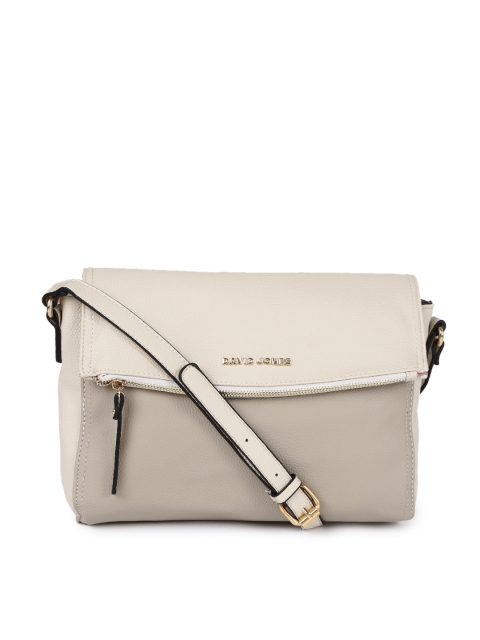 

David Jones Grey & Beige Colourblocked Sling Bag