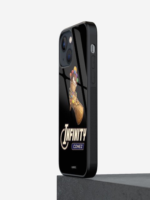 

macmerise Black & Gold Printed iPhone 13 Glass Back Case