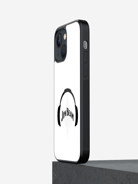 

macmerise White & Black Printed Jim Beam Solid Sound iPhone 13 Glass Phone Back Case