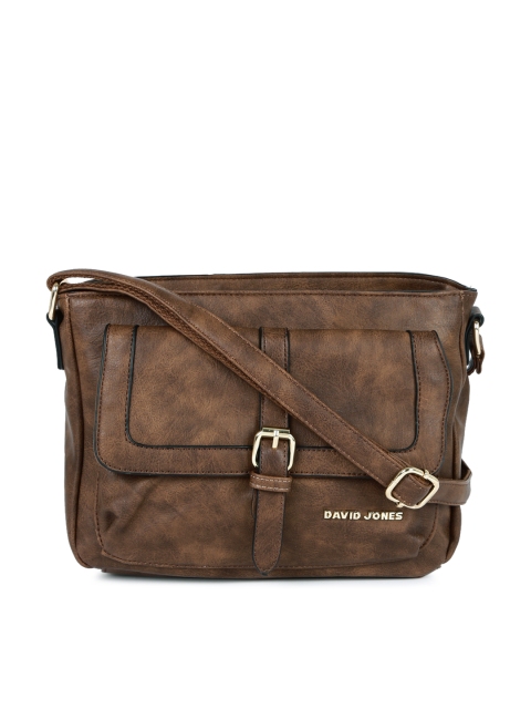 

David Jones Brown Self-Design Sling Bag