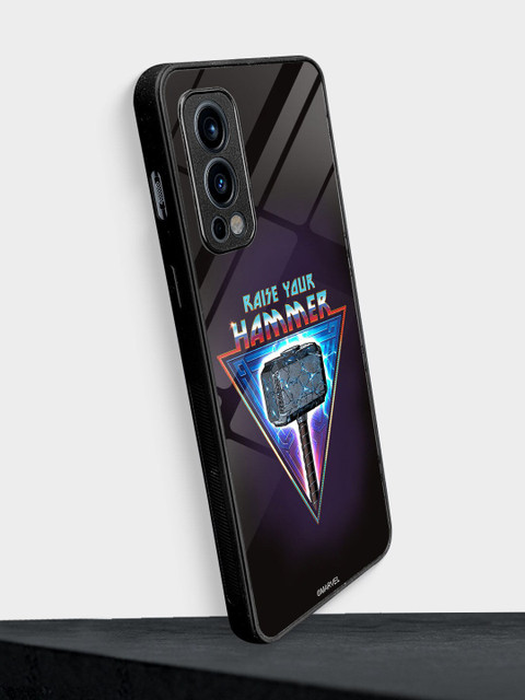 

macmerise Black Mighty Raise Your Hammer Printed OnePlus Nord 2 Glass Back Case