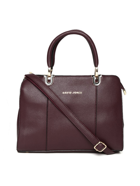 

David Jones Burgundy Solid Handheld Bag