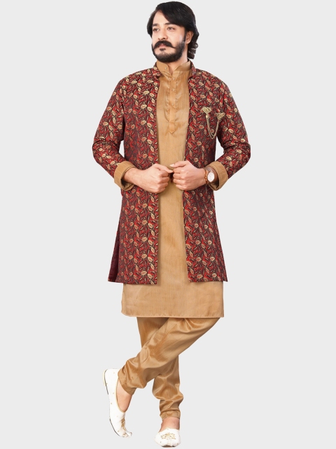 

amzira Men Red Ethnic Motifs Printed Kurta with Pyjamas