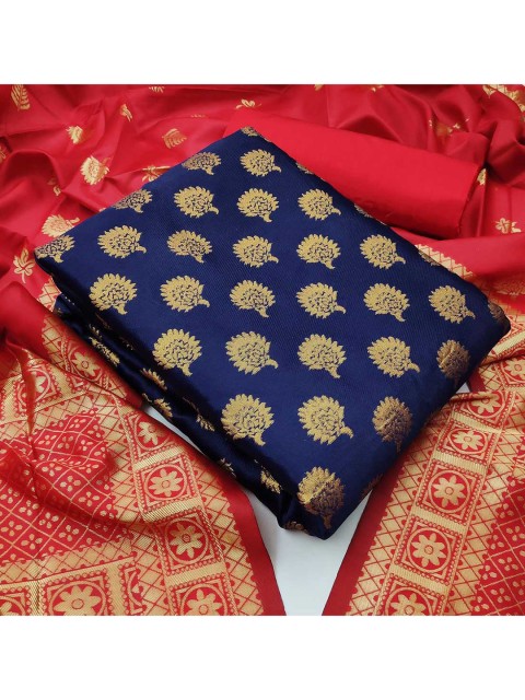

MORLY Dupion Silk Unstitched Dress Material, Blue