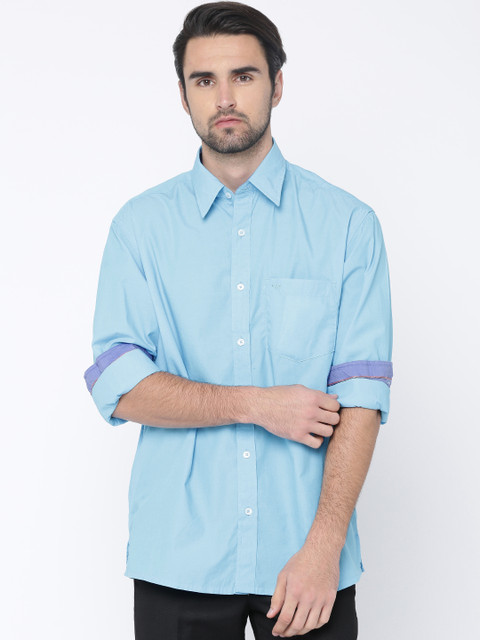 

ColorPlus Men Blue Classic Regular Fit Solid Casual Shirt