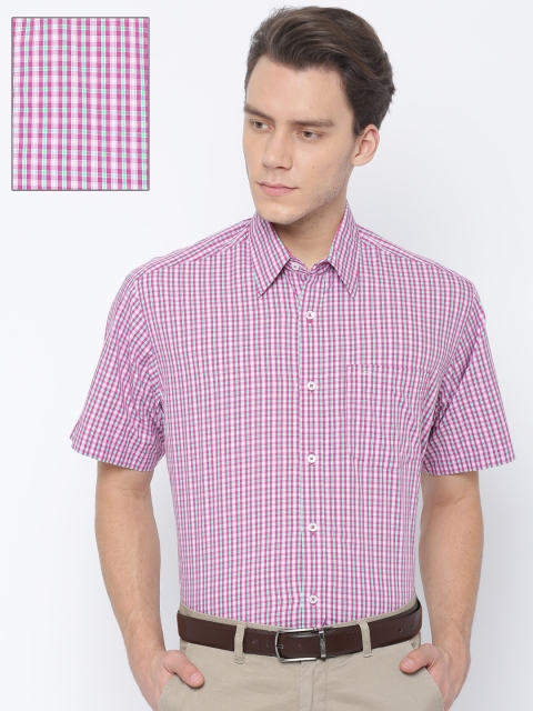 

ColorPlus Men Pink & White Classic Fit Checked Casual Shirt
