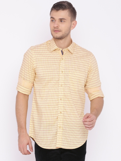 

ColorPlus Men Yellow & Red Tailored Fit Striped Casual Shirt
