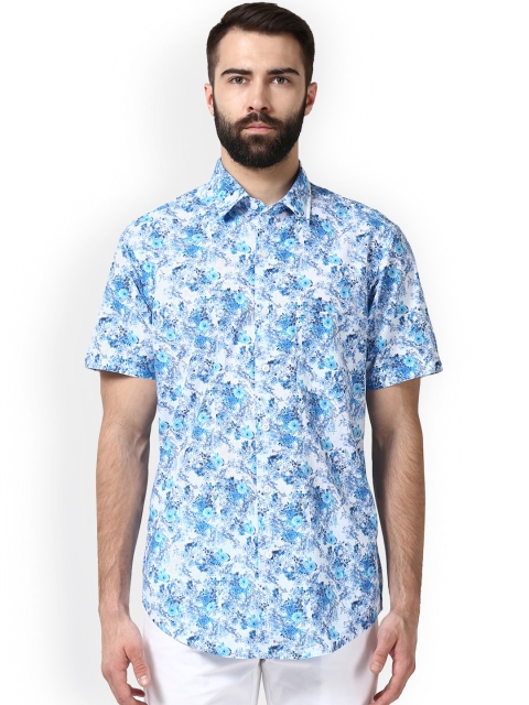 

ColorPlus Men Blue & White Tailored Fit Printed Casual Shirt