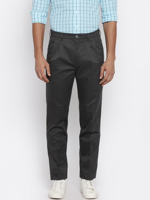 

ColorPlus Men Charcoal Grey Regular Fit Solid Chinos