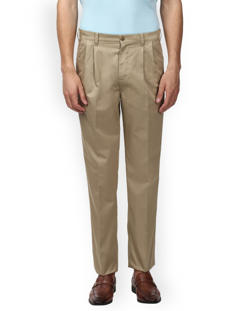 

ColorPlus Men Beige Regular Fit Solid Regular Trousers