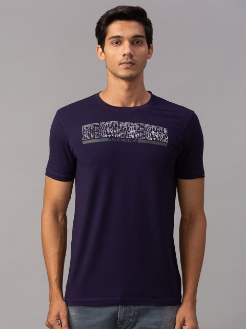 

SPYKAR Men Navy Blue Typography Printed Slim Fit T-shirt