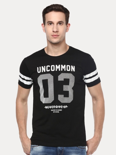 

SPYKAR Men Black Varsity Printed Monochrome Slim Fit Cotton T-shirt