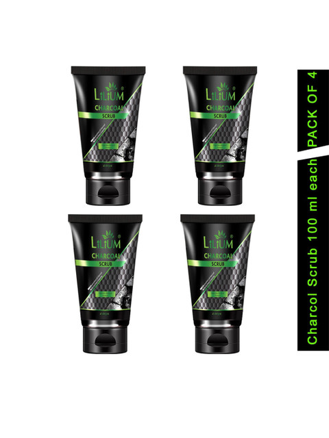 

Lilium Set Of 4 Charcoal Face Scrub 100ml, Black