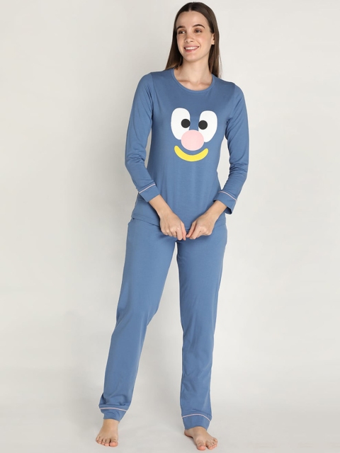 

Organzaa Women Printed Night suit, Blue